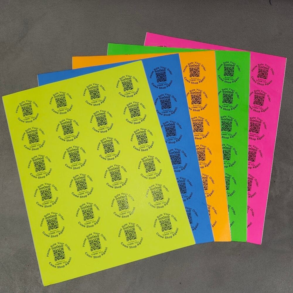QR Code Stickers single Color NEON - Set Of 96 - 4 Sheets Of 24